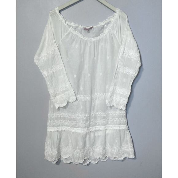 Calypso St Barth sz XS Sheer White Embroidered Tunic Dress Cotton Scoop Neck - Picture 13 of 15